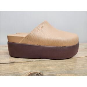 Crocs Dylan Platform Clog Mule Shoes Women's Size 8 Sepia Brown Tan